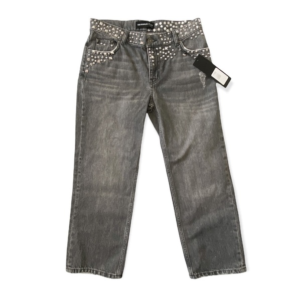 NWT The Kooples Jeans Nelly Studded Gray Low Rise Jeans, Size 26 - Picture 1 of 14